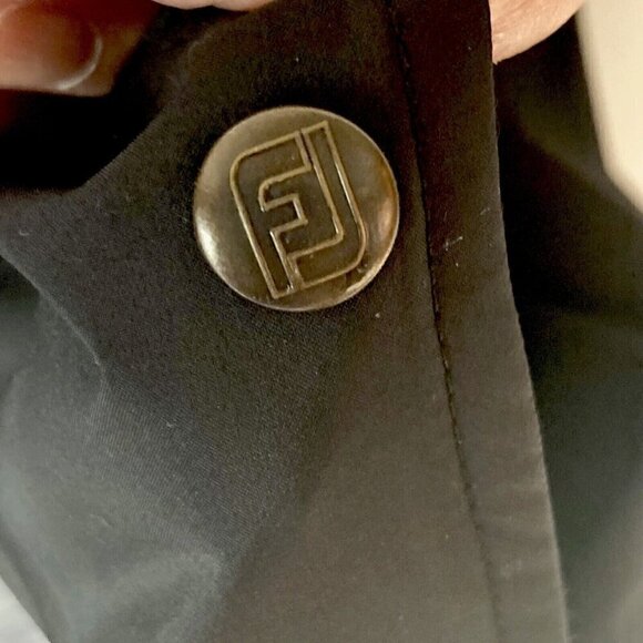 Dryjoys Footjoys Mens LG 1/2 Zip Snap Kangaroo Pocket Black Tan S/S Wind Shirt - Picture 9 of 16